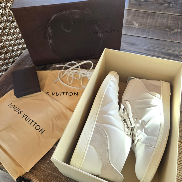 Louis Vuitton Fuselage Trainers‎ 10 White Leather High Top Sneakers RARE MS0193 main image 9